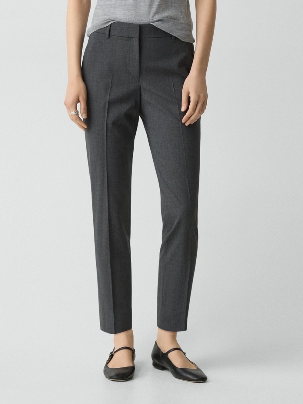 Theory Treeca Pants Gray Wool Blend Straight Leg Dress Pants Size 0